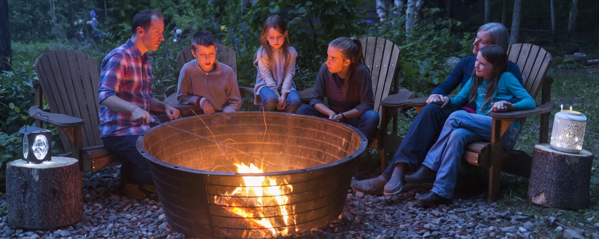 Family around a campfire
